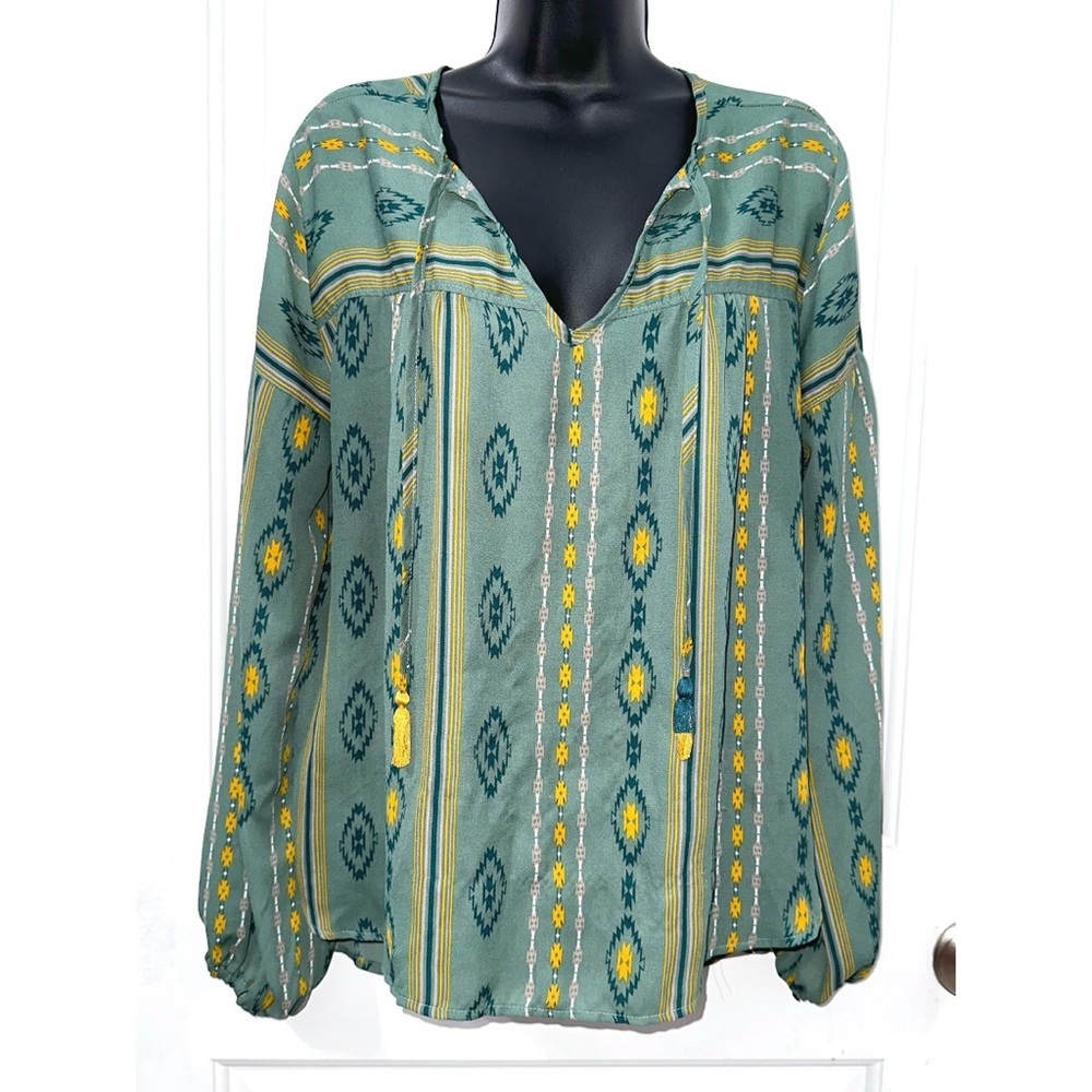 Cruel Denim Green & Yellow tunic blouse